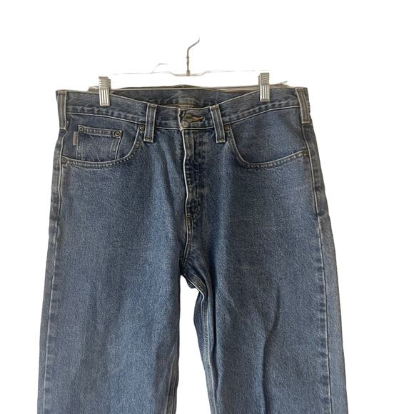 Carhartt Men's Size‎ 35 X 30 Medium Wash Blue Workwear Straight Jeans - Picture 2 of 9